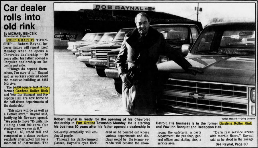 Gardens Roller Rink - Jan 13 1985 Article (newer photo)